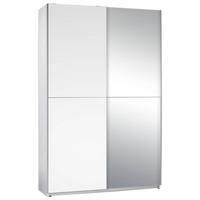 SCHWEBETÜRENSCHRANK 125/195,5/38 cm 2-türig Weiß  - Silberfarben/Weiß, Basics, Glas (125/195,5/38cm) - P & B