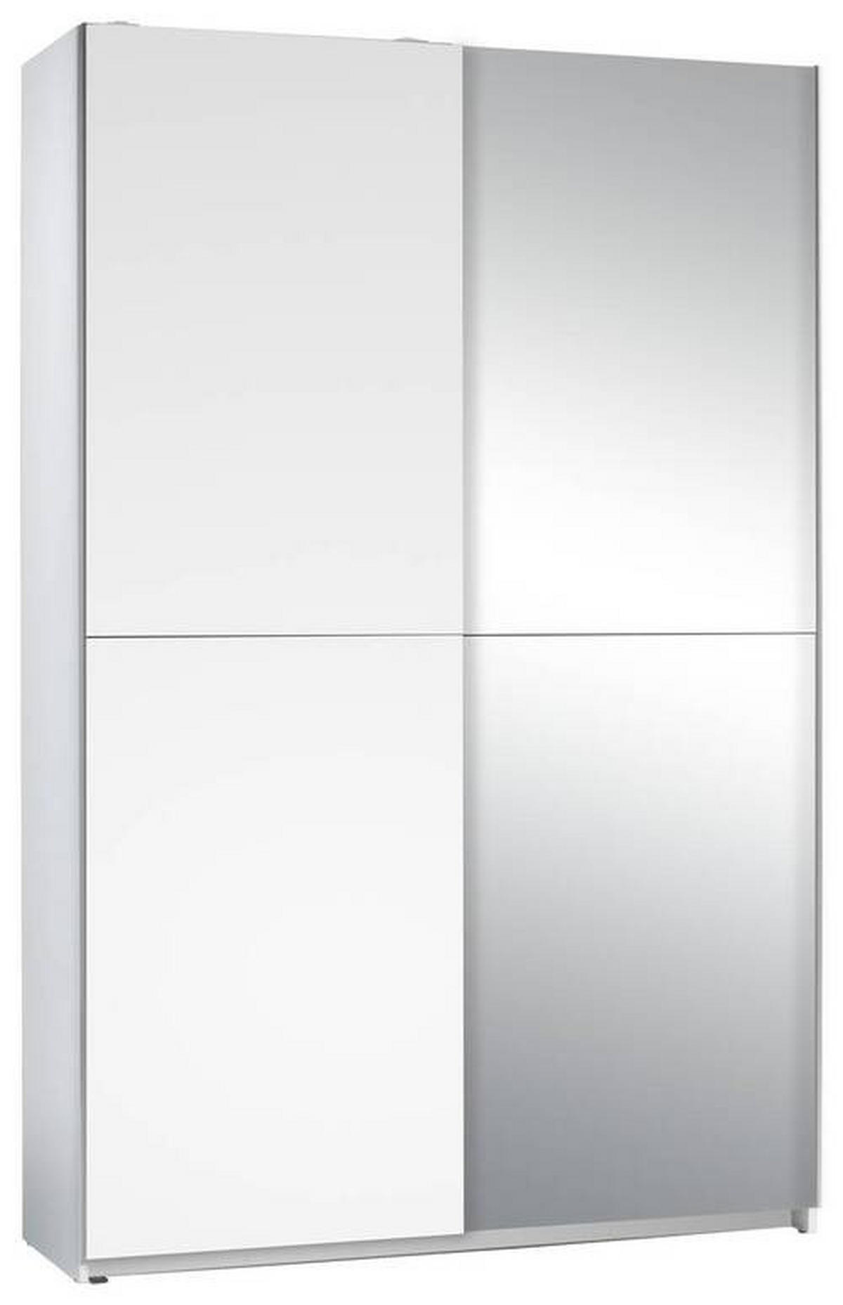 SCHWEBETÜRENSCHRANK 125/195,5/38 cm 2-türig Weiß  - Silberfarben/Weiß, Basics, Glas (125/195,5/38cm) - P & B