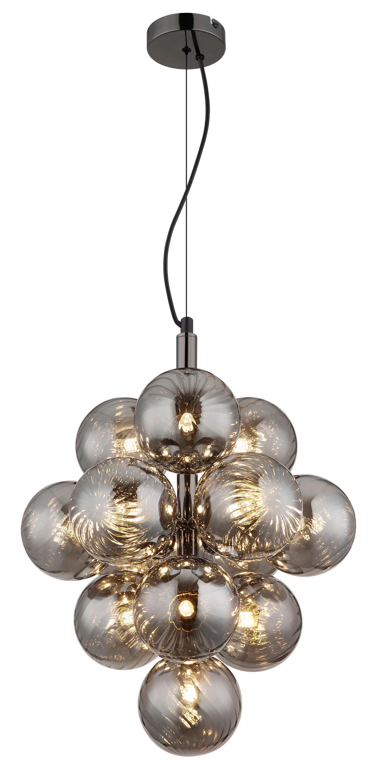 HÄNGELEUCHTE 39,5/120 cm    - Schwarzchrom/Grau, Design, Glas/Kunststoff (39,5/120cm) - Globo