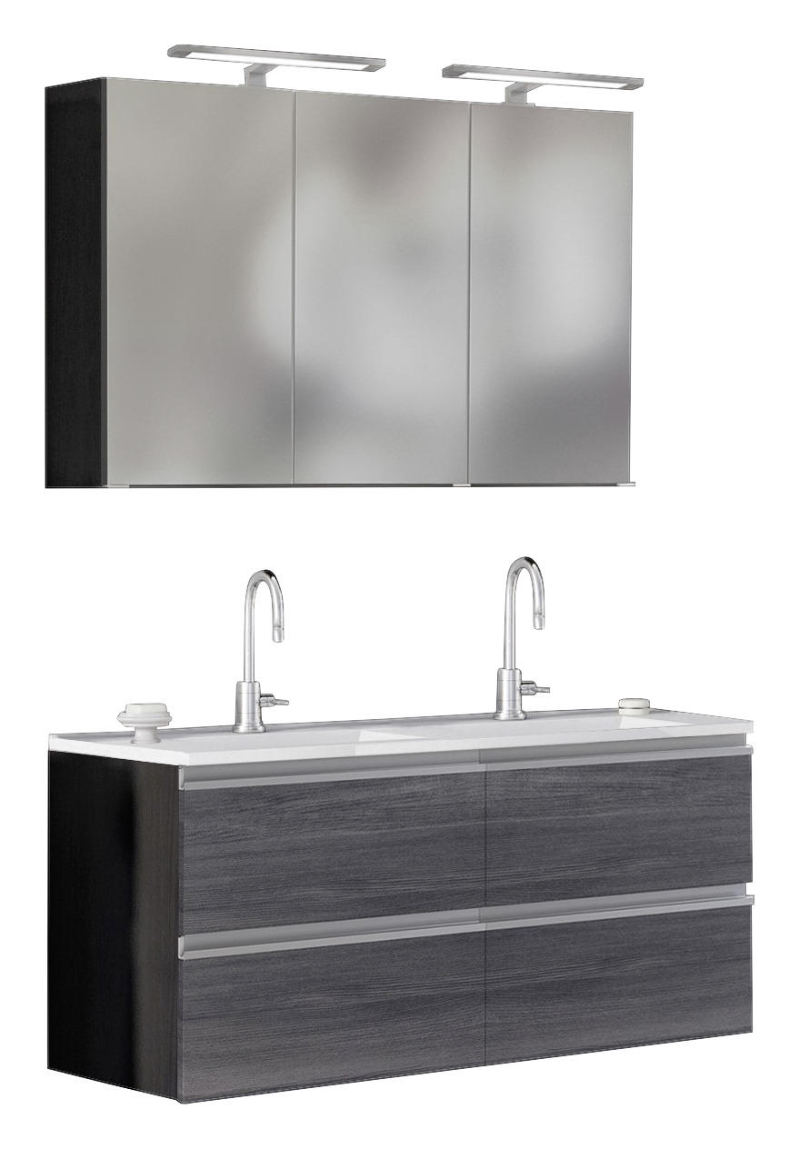 BADEZIMMER Silberfarben, Eichefarben - Eichefarben/Silberfarben, Basics, Holzwerkstoff/Stein (120cm) - MID.YOU
