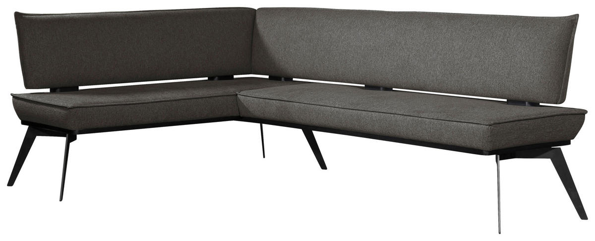 ECKBANK 165/195 cm Webstoff Schwarz Buche massiv   - Schwarz, Basics, Holz/Textil (165/195cm) - Carryhome