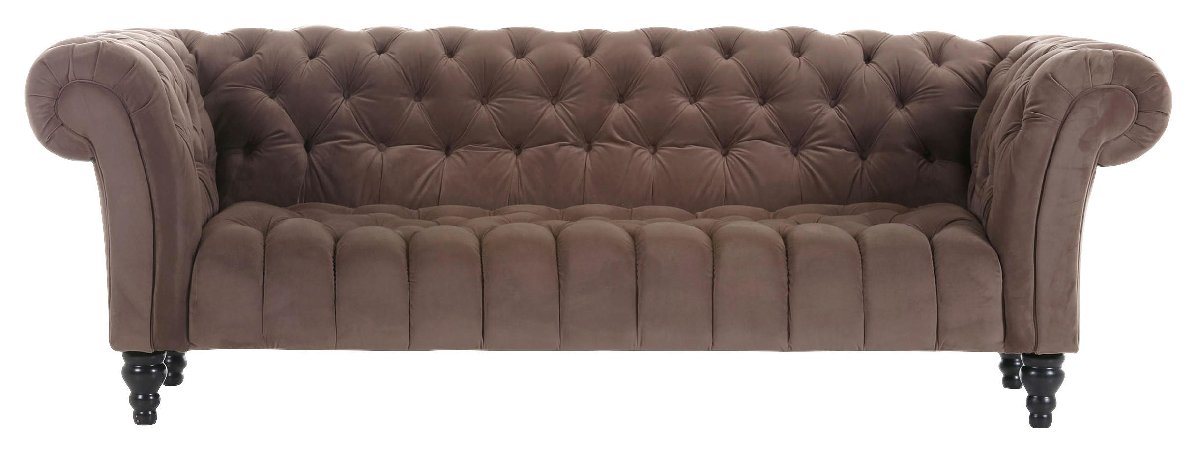 BIG SOFFA i sammet mörkbrun  - svart/mörkbrun, Trend, trä/textil (230/74/101cm) - Livetastic
