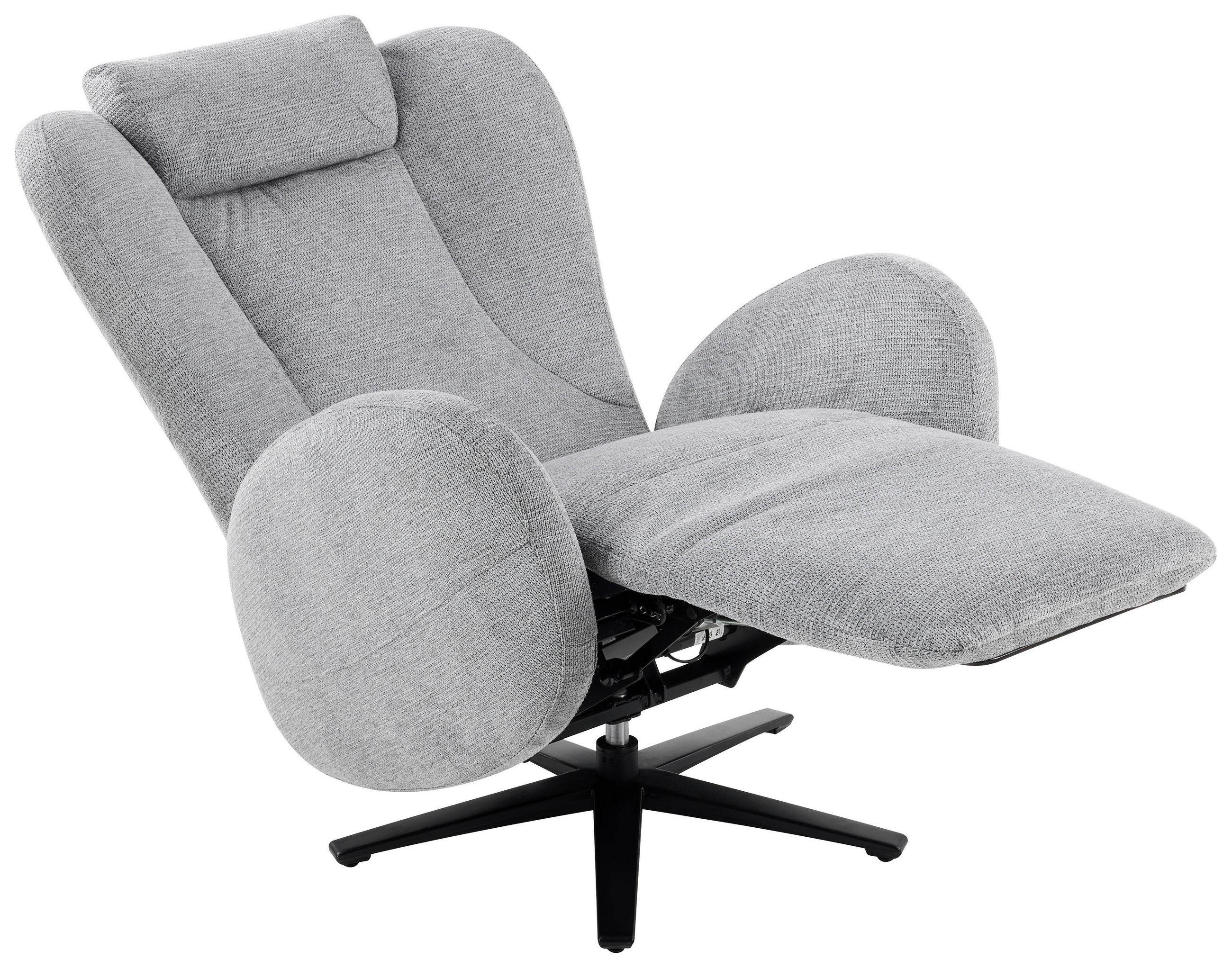 RELAXSESSEL Webstoff Relaxfunktion, Fußteilverstellung, Nackenkissen    - Schwarz/Grau, Design, Textil/Metall (77/109/89cm) - Stylife