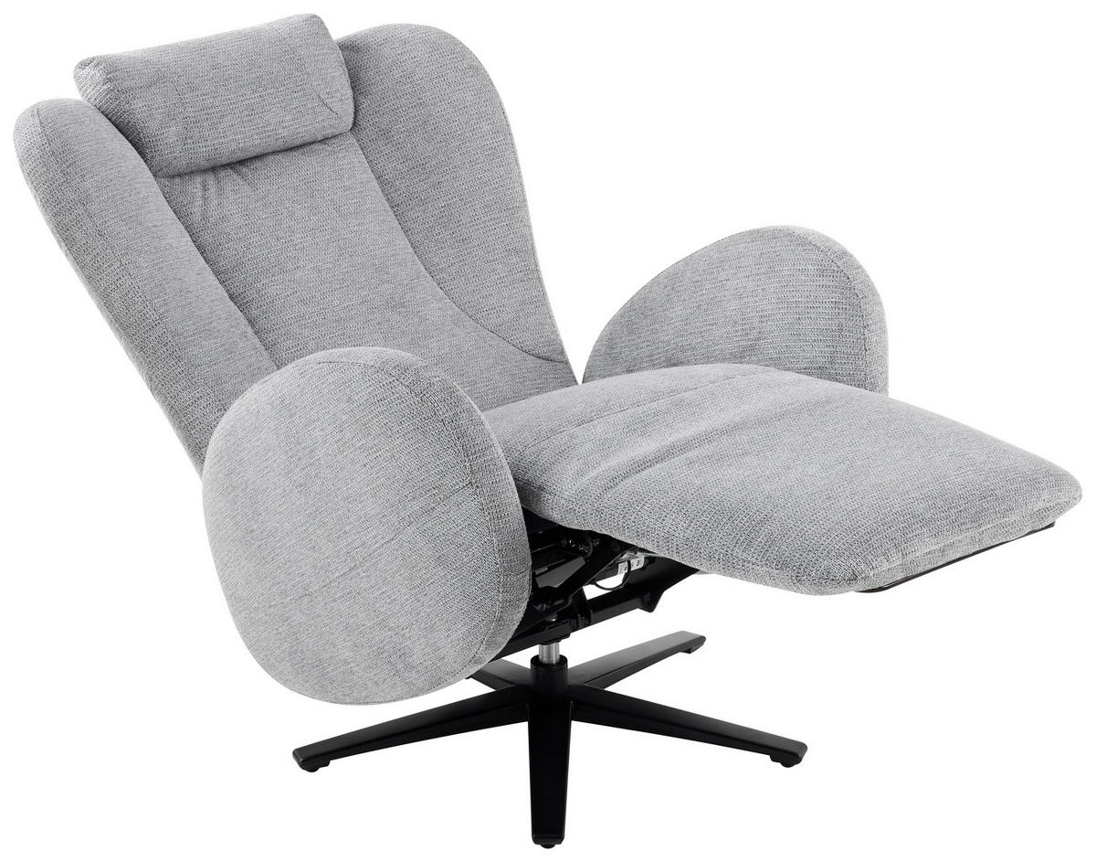 RELAXSESSEL Webstoff Relaxfunktion, Fußteilverstellung, Nackenkissen    - Schwarz/Grau, Design, Textil/Metall (77/109/89cm) - Stylife