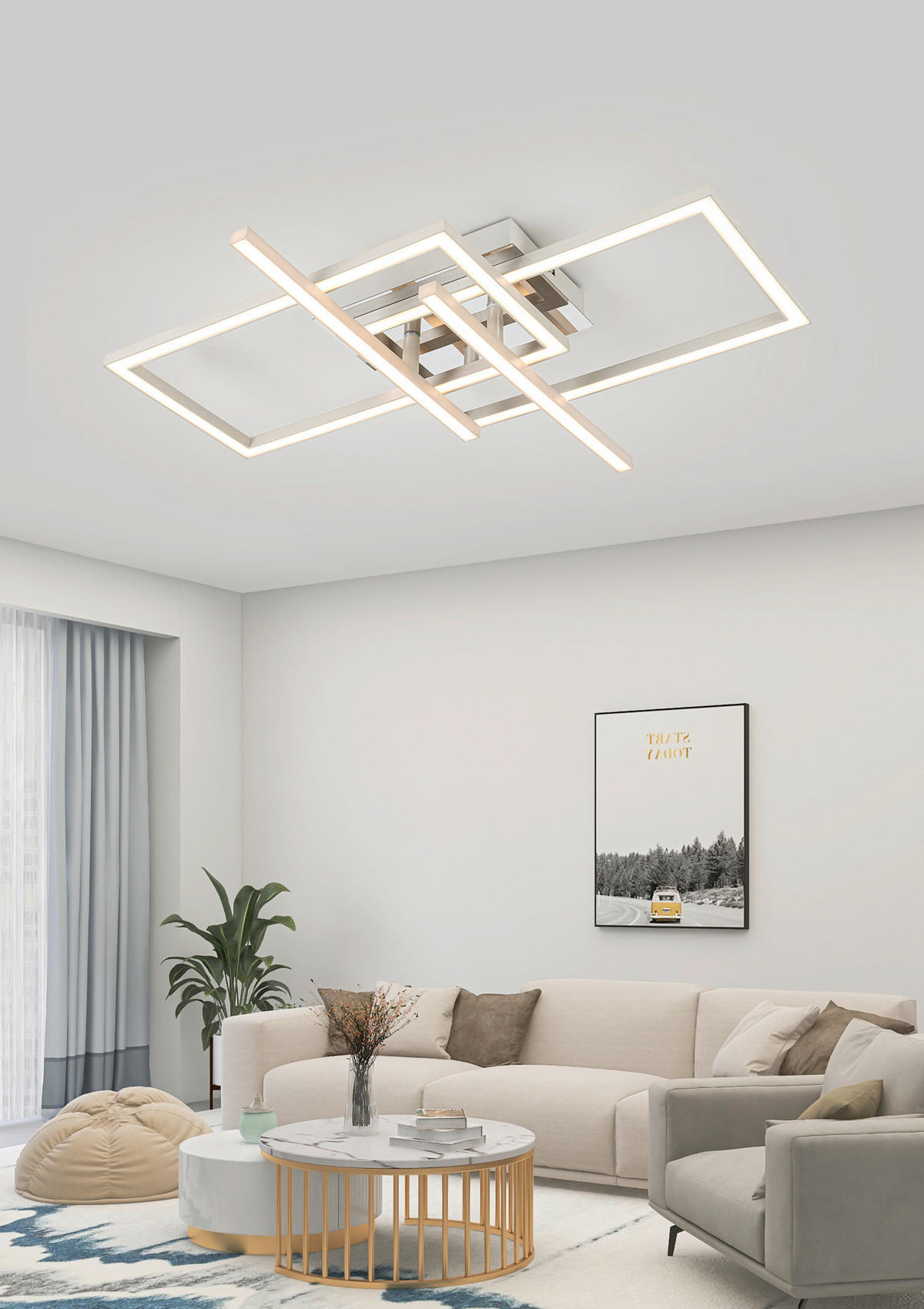 LED-DECKENLEUCHTE 24 W    50/43/7,6 cm  - Sandfarben/Chromfarben, Basics, Kunststoff/Metall (50/43/7,6cm) - Novel