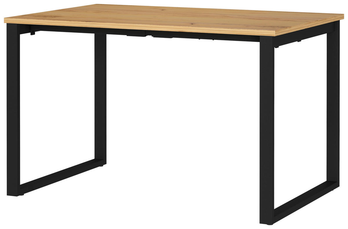 SCHREIBTISCH 120/80/75 cm, Schwarz, Eichefarben, Hellbraun, in verschiedenen Holz-Dekoren erhältlich, justierbare Füße  - Hellbraun/Eichefarben, MODERN, Holzwerkstoff/Metall (120/80/75cm) - Novel