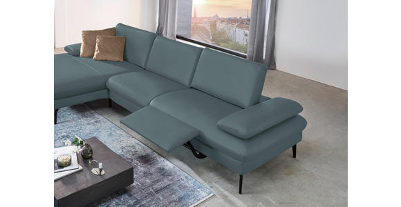 ECKSOFA in Echtleder Grau  - Schwarz/Grau, Design, Leder/Metall (157/325cm) - Dieter Knoll