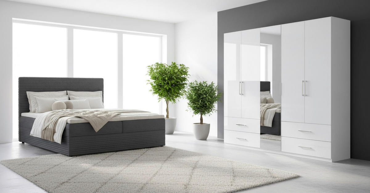 BOXSÄNG 180/200 cm  i grå  - svart/grå, Trend, textil/plast (180/200cm) - Boxxx