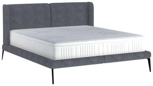 POLSTERBETT gepolstertes Kopfteil 180/200 cm  in Hellgrau  - Hellgrau/Schwarz, MODERN, Textil/Metall (180/200cm) - Livetastic
