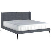 POLSTERBETT 180/200 cm  in Hellgrau  - Hellgrau/Schwarz, Modern, Textil/Metall (180/200cm) - Livetastic