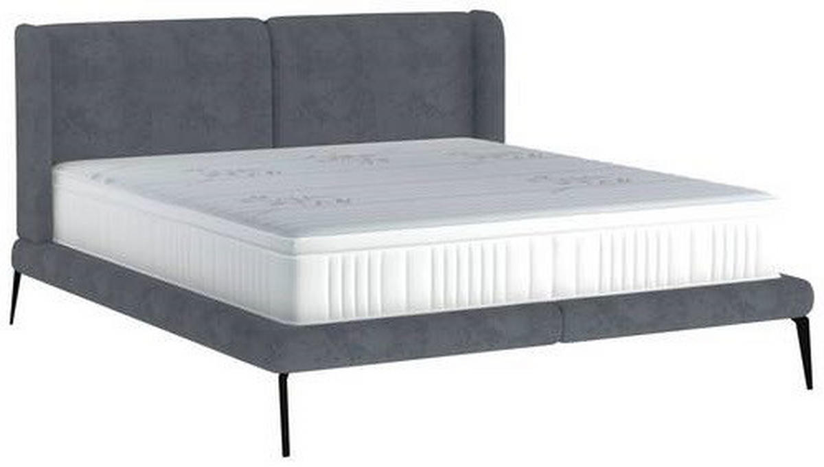 Polsterbett inkl. Matratze 180/200 cm  in Hellgrau  - Weiss/Creme, Modern, Textil/Metall (180/200cm) - Livetastic
