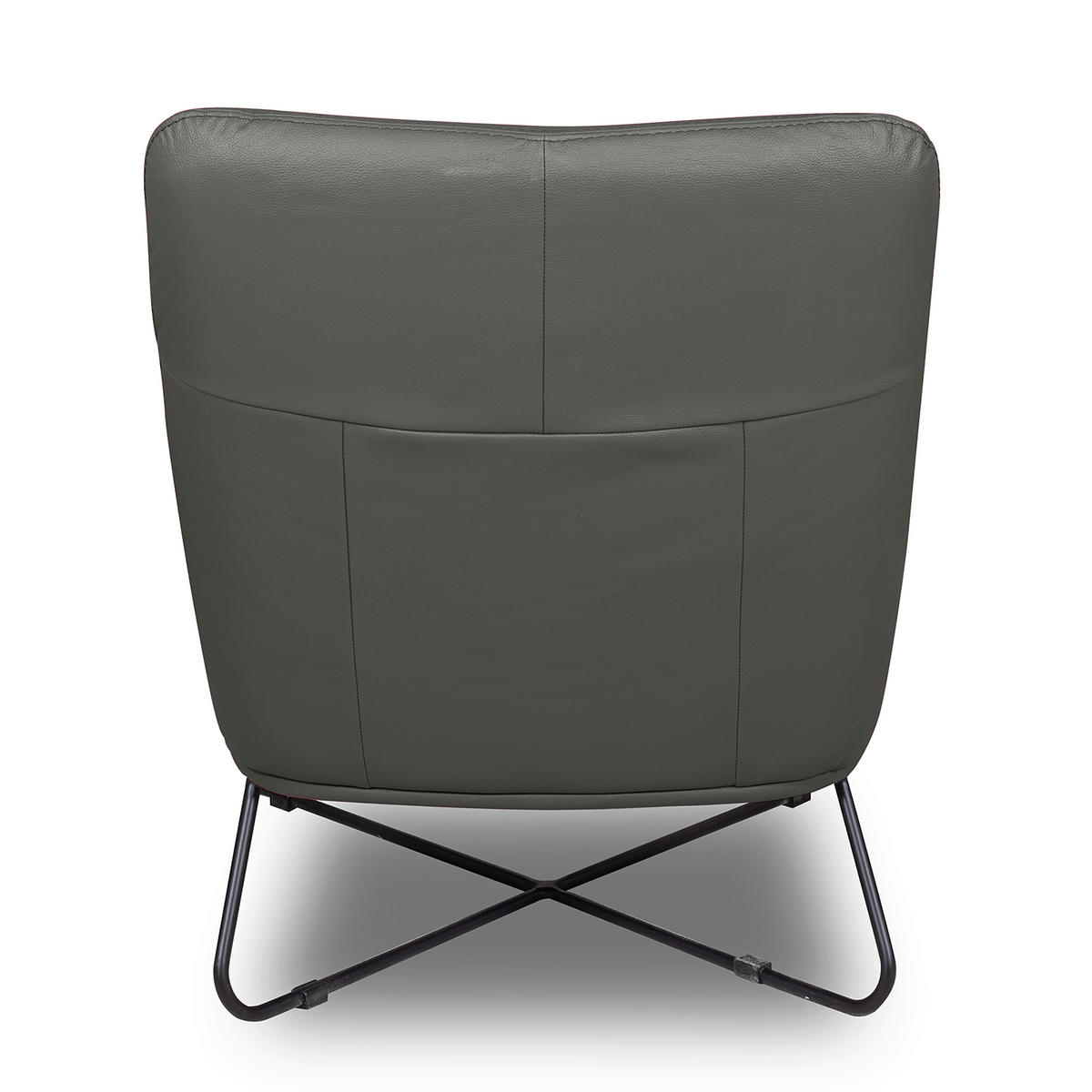 SESSEL in Echtleder Anthrazit  - Anthrazit/Schwarz, Design, Leder/Metall (67/87/74cm) - Livetastic