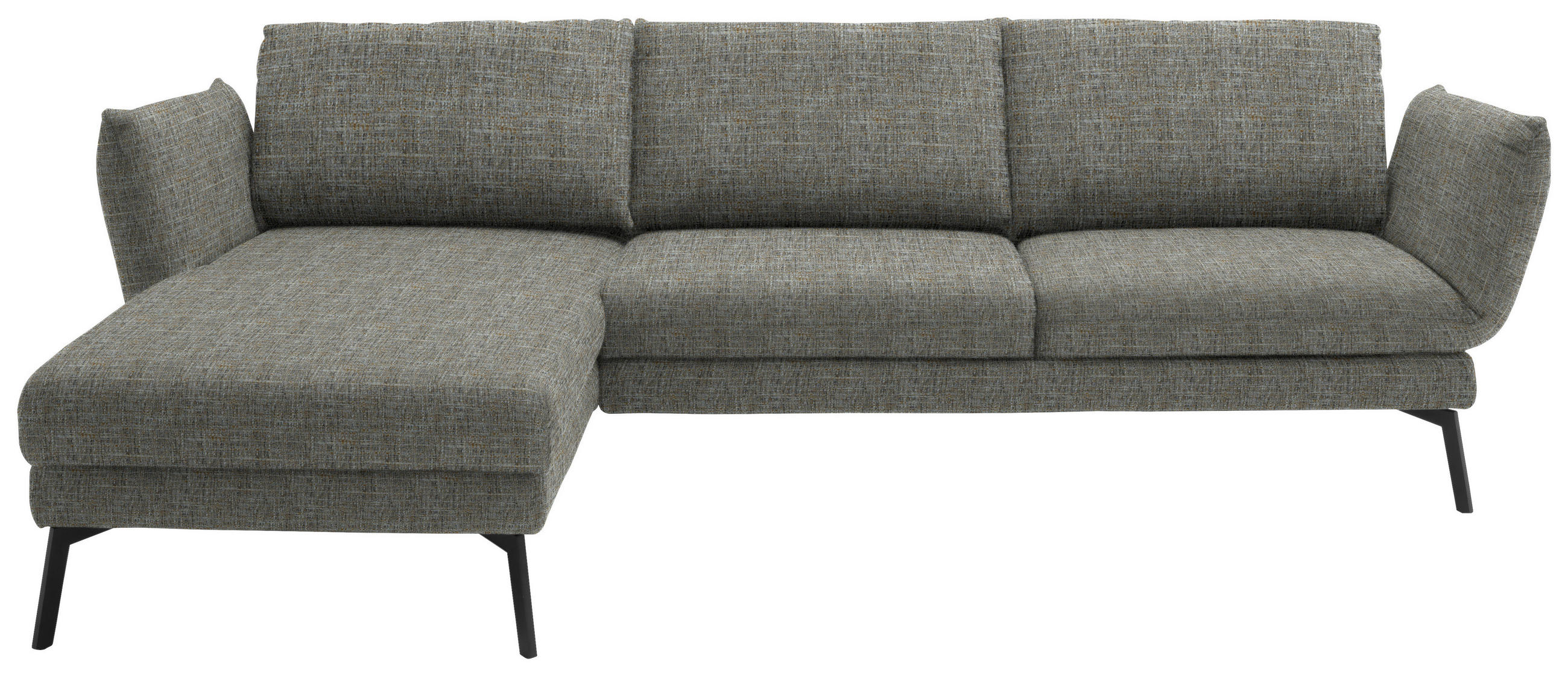 ECKSOFA in Flachgewebe Taupe  175/277 cm  - Taupe/Schwarz, Design, Textil/Metall (175/277cm) - Schöner Wohnen