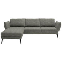 ECKSOFA in Flachgewebe Taupe  175/277 cm  - Taupe/Schwarz, Design, Textil/Metall (175/277cm) - Schöner Wohnen