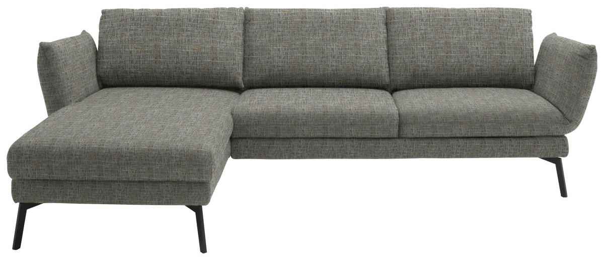 ECKSOFA in Flachgewebe Taupe  175/277 cm  - Taupe/Schwarz, Design, Textil/Metall (175/277cm) - Schöner Wohnen