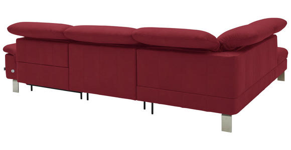 ECKSOFA in Echtleder Rot  - Edelstahlfarben/Rot, Design, Leder/Metall (233/309cm) - Dieter Knoll