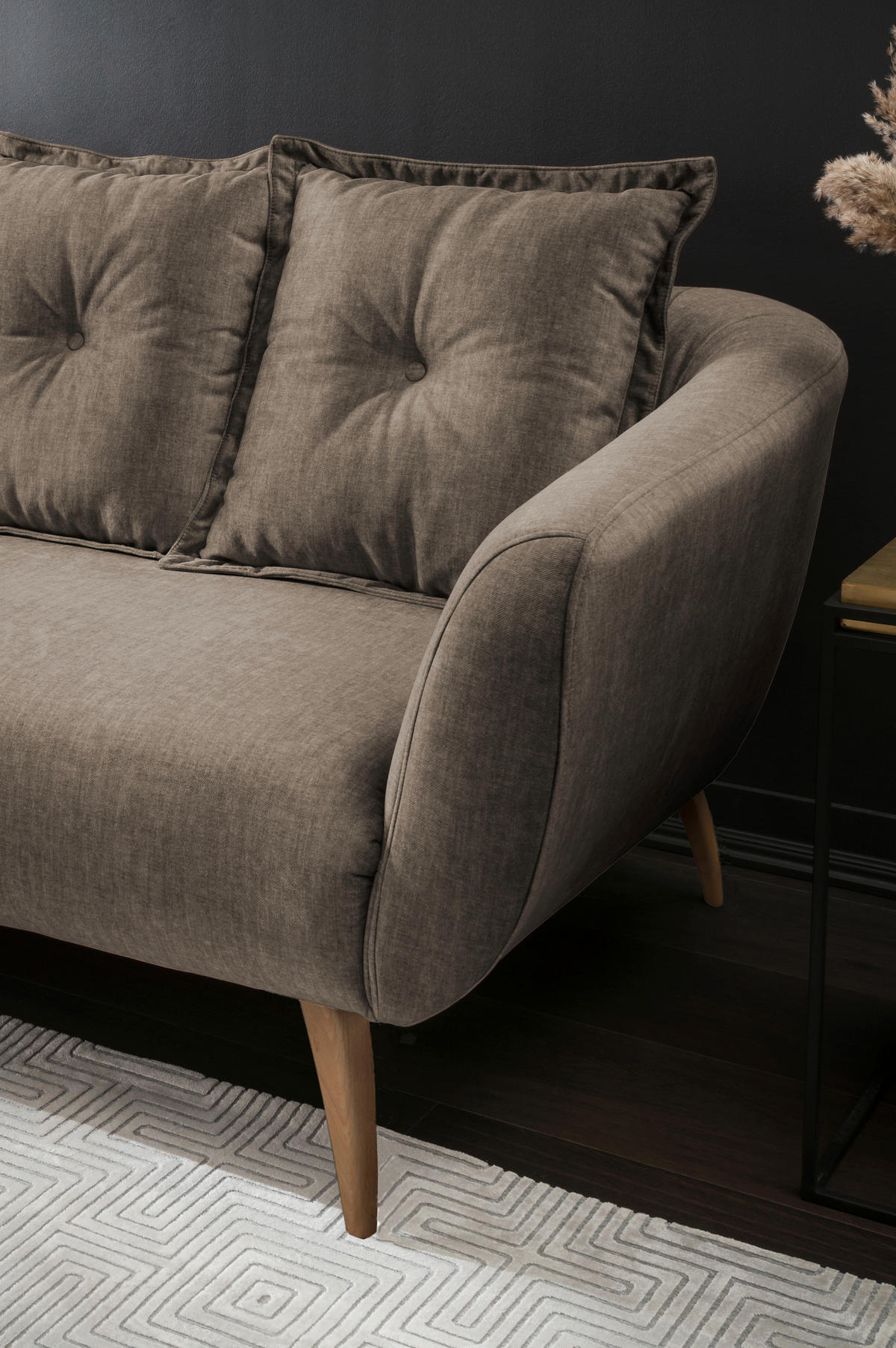 3-SITZER-SOFA in Velours Braun  - Buchefarben/Braun, Modern, Holz/Textil (236/94/103cm) - Livetastic