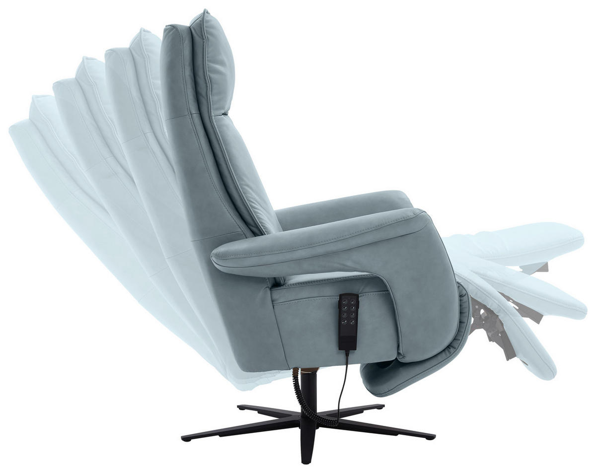 RELAXSESSEL in Leder Blaugrau  - Blaugrau/Schwarz, Design, Leder/Metall (83/123/87cm) - Valdera