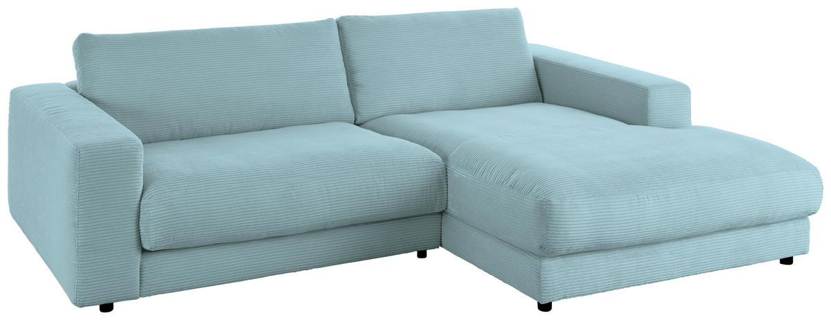 ECKSOFA in Cord Hellblau  - Schwarz/Hellblau, Design, Kunststoff/Textil (270/190cm) - Lomoco