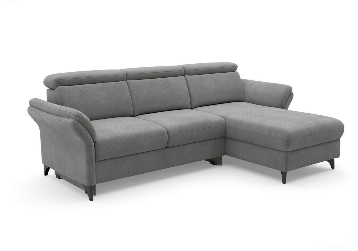 ECKSOFA Flachgewebe Grau  - Schwarz/Grau, Konventionell, Textil/Metall (253/166cm) - Sit & More