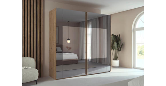 SCHWEBETÜRENSCHRANK 226/223/68 cm 2-türig Eiche Artisan  - Eiche Artisan, Design, Glas/Holzwerkstoff (226/223/68cm) - Xora