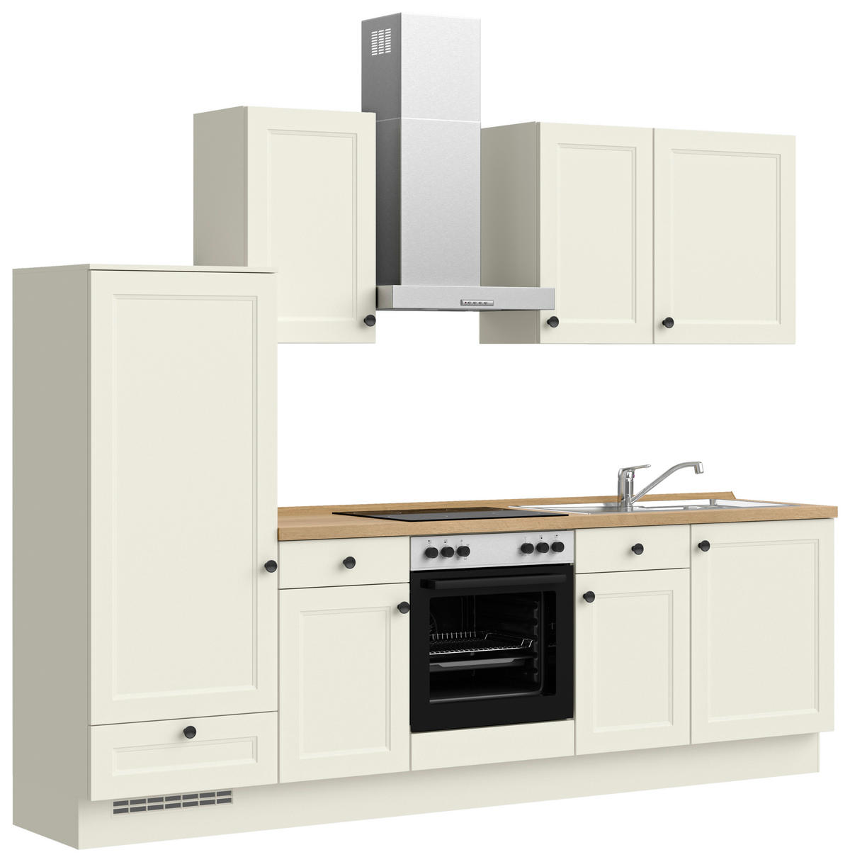 KÜCHENBLOCK 270 cm   in Weiß, Eichefarben  - Eichefarben/Schwarz, MODERN, Holzwerkstoff/Metall (270cm) - Nobilia