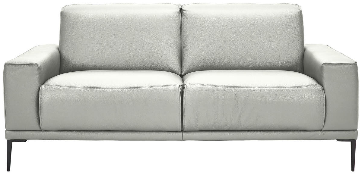 2-SITZER-SOFA in Echtleder Silberfarben  - Silberfarben/Schwarz, Design, Leder/Metall (180/82/92cm) - Johann Jakob