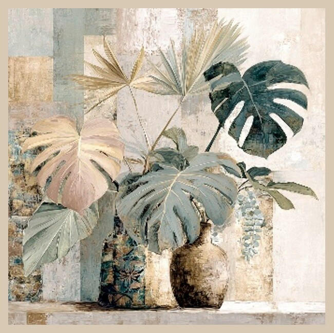 Euroart Leinwandbild Still Life With Leaves Vii Mehrfarbig 55x55 cm