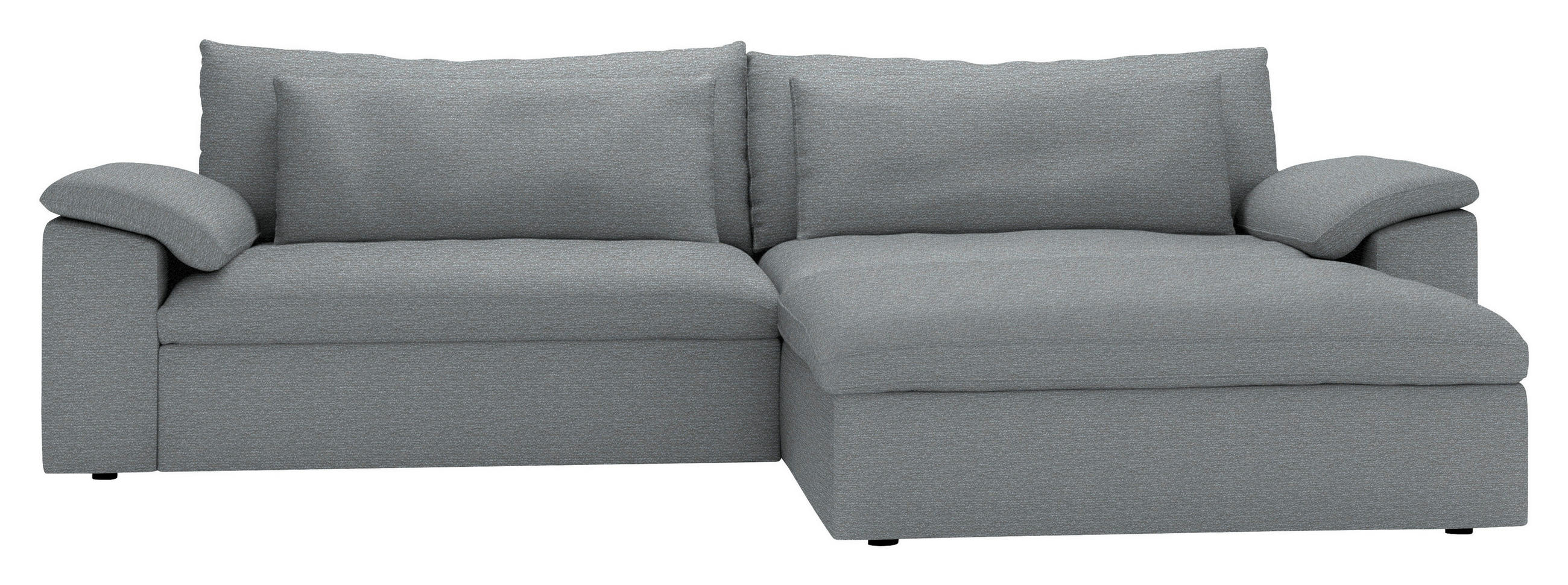 ECKSOFA 306/198 cm  in Chenille Grau Rückenkissen, Nierenkissen, Armlehnenkissen, Rücken echt  306/198 cm  - Schwarz/Grau, MODERN, Kunststoff/Textil (306/198cm) - Carryhome