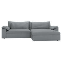 ECKSOFA 306/198 cm  in Chenille Grau Rückenkissen, Nierenkissen, Armlehnenkissen, Rücken echt  306/198 cm  - Schwarz/Grau, MODERN, Kunststoff/Textil (306/198cm) - Carryhome