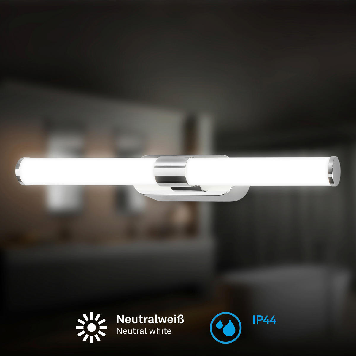 BADEZIMMER-WANDLEUCHTE - Chromfarben, KONVENTIONELL, Kunststoff (40/6,5/4,5cm) - Briloner