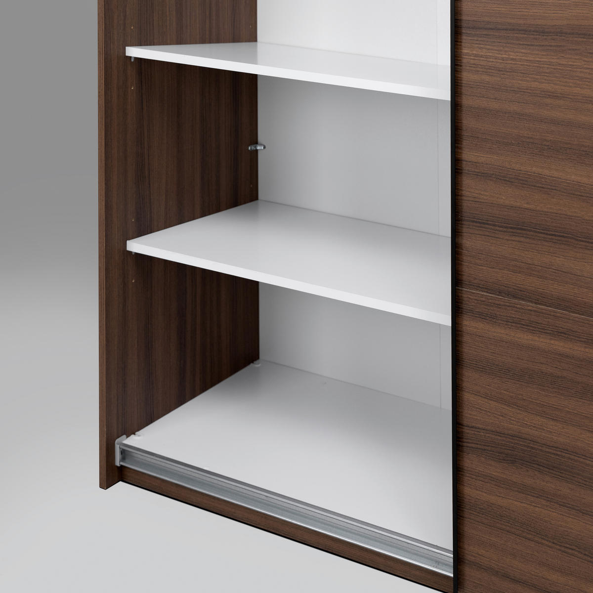 SCHIEBETÜRENSCHRANK 150/211,5/61,5 cm Walnussfarben  - Weiss/Walnussfarben, Modern, Holzwerkstoff/Metall (150/211,5/61,5cm) - MID.YOU