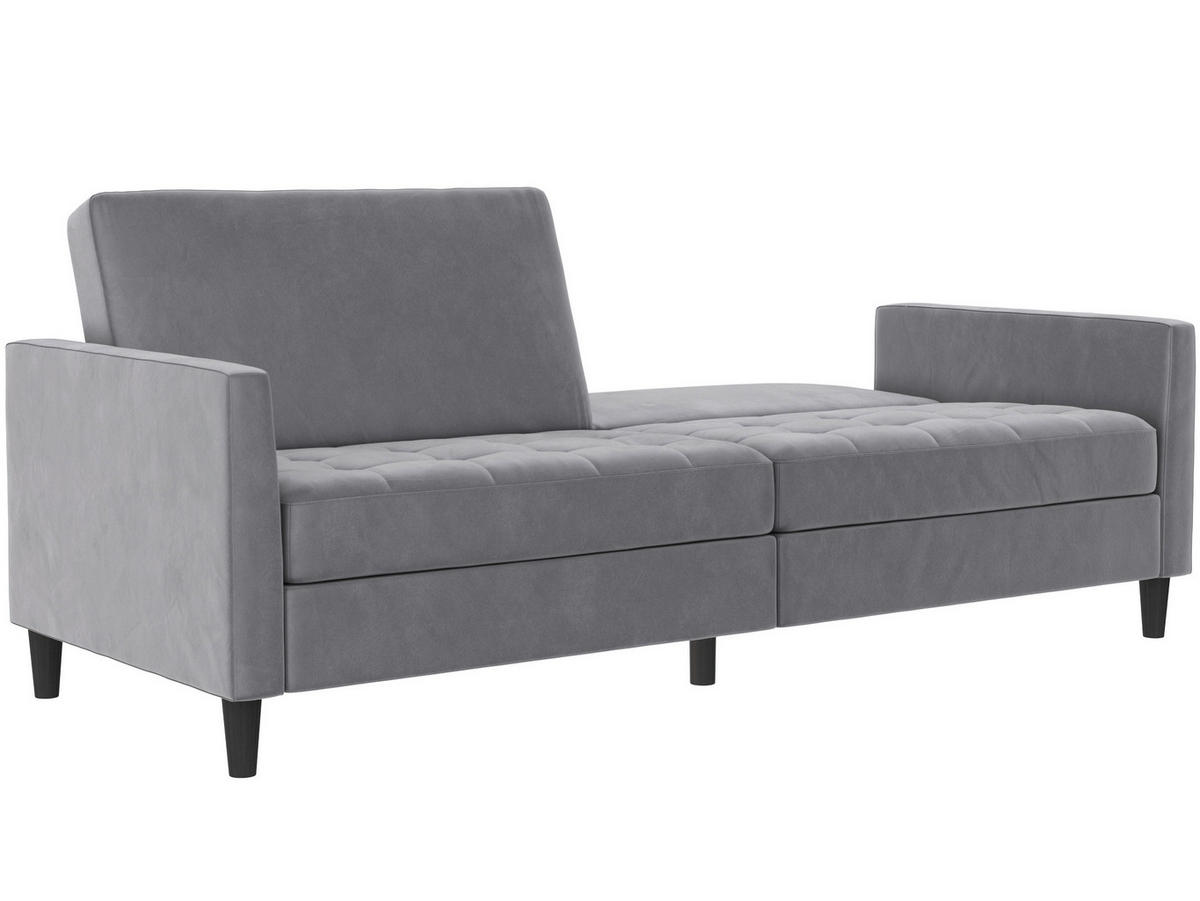 SCHLAFSOFA Velours Grau  - Schwarz/Grau, Basics, Kunststoff/Textil (207/86/86cm) - Livetastic