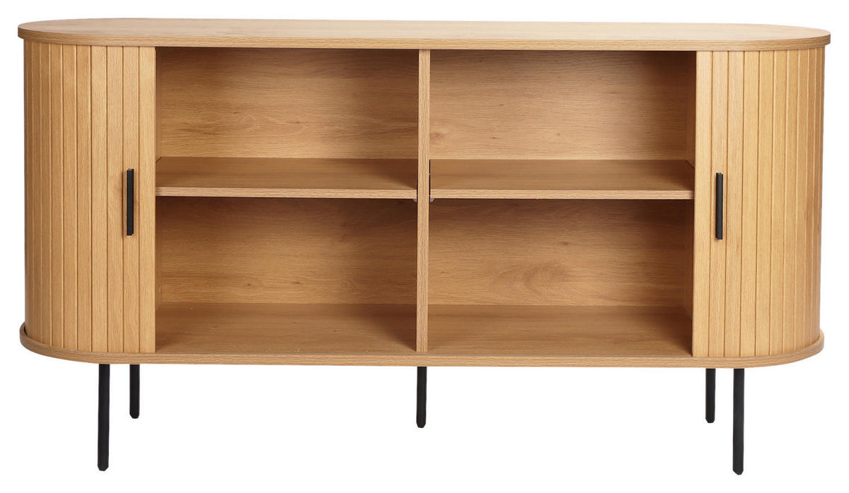 KOMODA, črna, barve hrasta  - črna/barve hrasta, Design, kovina/leseni material (140/76/40cm) - Xora