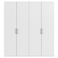 DREHTÜRENSCHRANK 201/223/61 cm,  in Weiß, 4-türig  - Edelstahlfarben/Weiß, Basics, Holzwerkstoff/Metall (201/223/61cm) - Novel