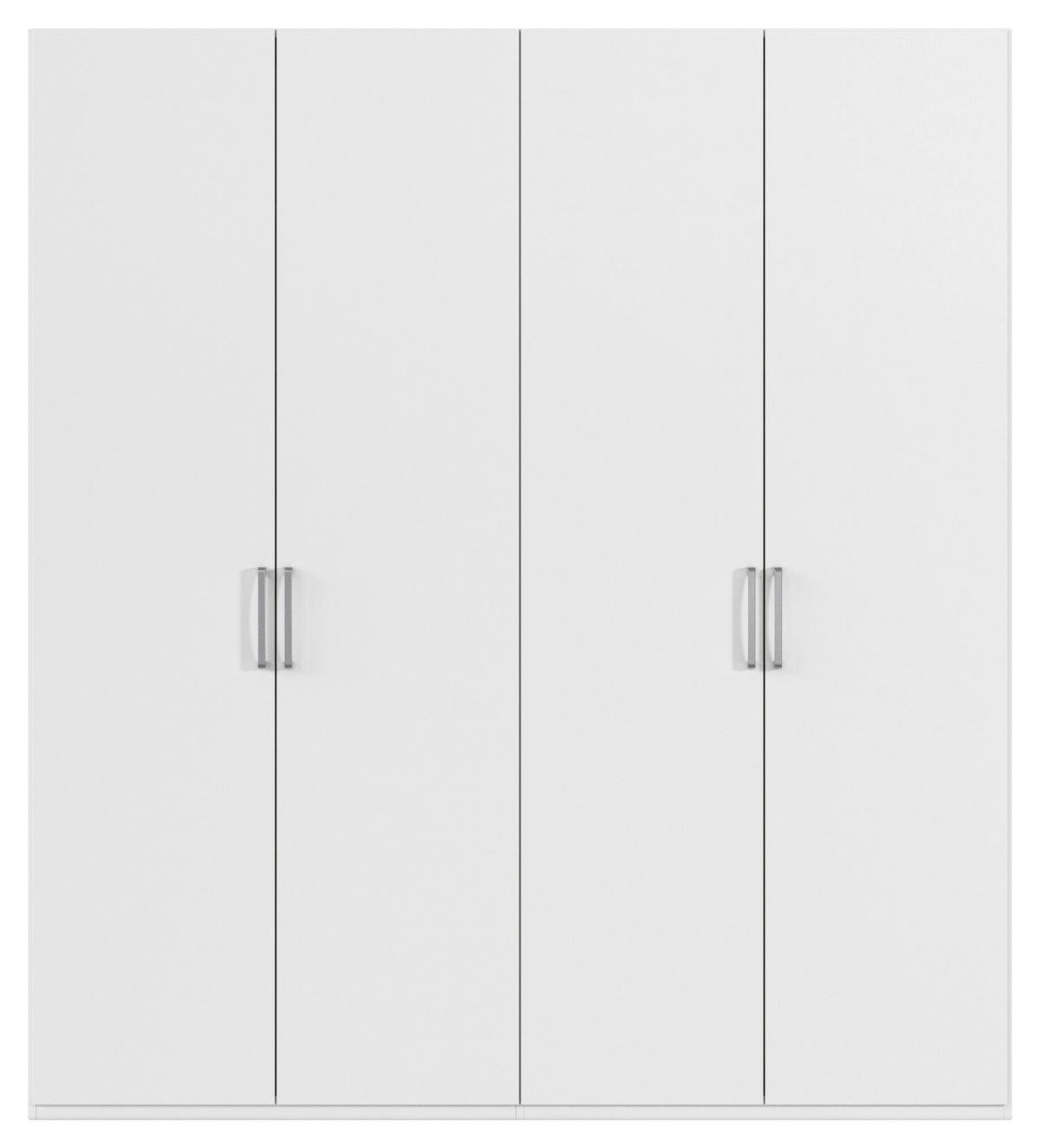 DREHTÜRENSCHRANK 201/235/61 cm,  in Weiß, 4-türig  - Edelstahlfarben/Weiß, Basics, Holzwerkstoff/Metall (201/235/61cm) - Novel