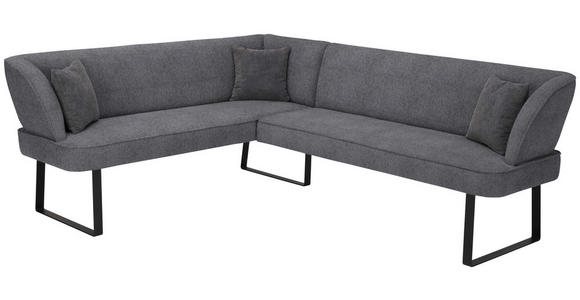 ECKBANK 189/233 cm in Schwarz, Anthrazit - Anthrazit/Schwarz, Design, Textil/Metall (189/233cm) - Novel