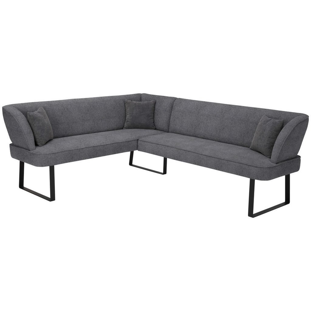 Thumbnail - Novel Eckbank, Anthrazit, Schwarz, Metall, Textil, Eckteil, Ottomane rechts, 243x189 cm, in verschiedenen Größen erhältl...