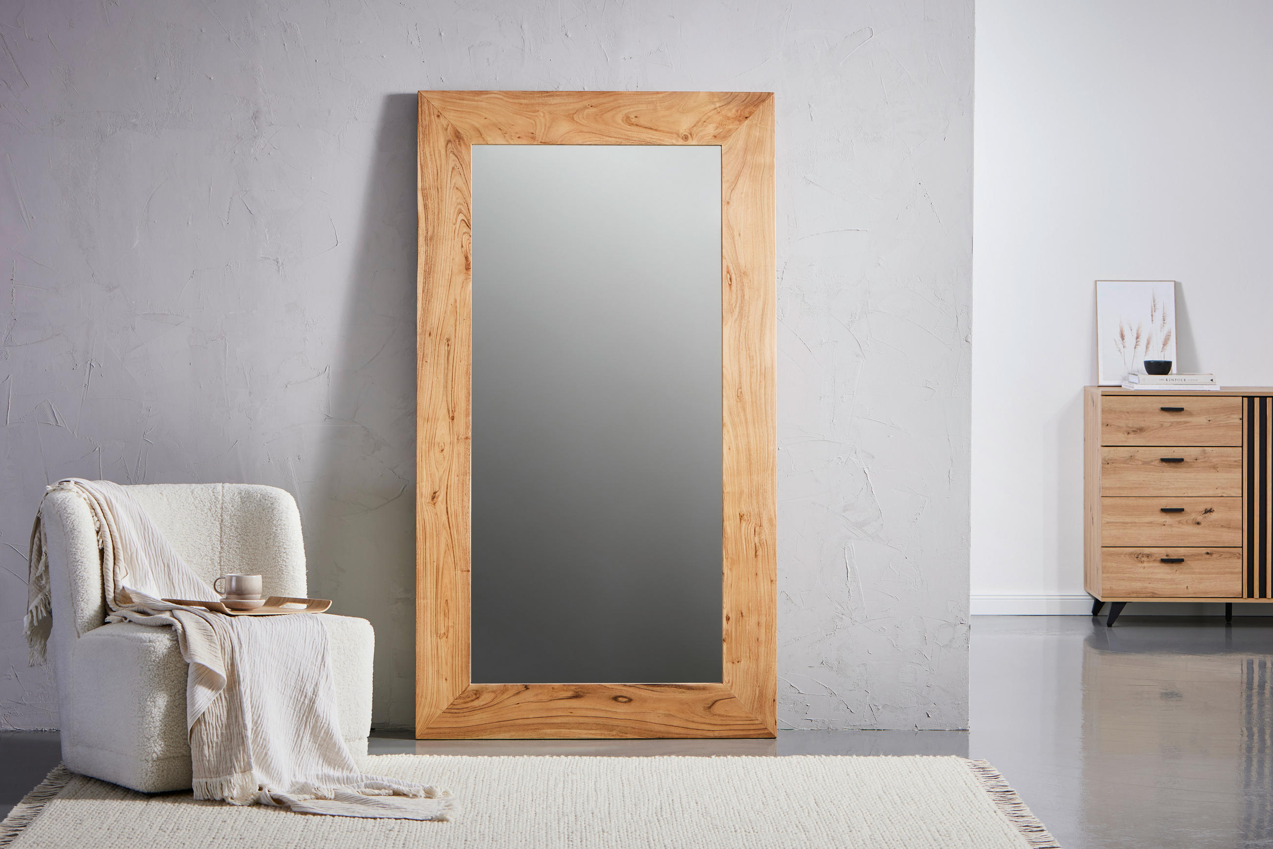 WANDSPIEGEL 100/180/2,5 cm    in rechteckig  - Akaziefarben, Design, Glas/Holz (100/180/2,5cm) - Livetastic