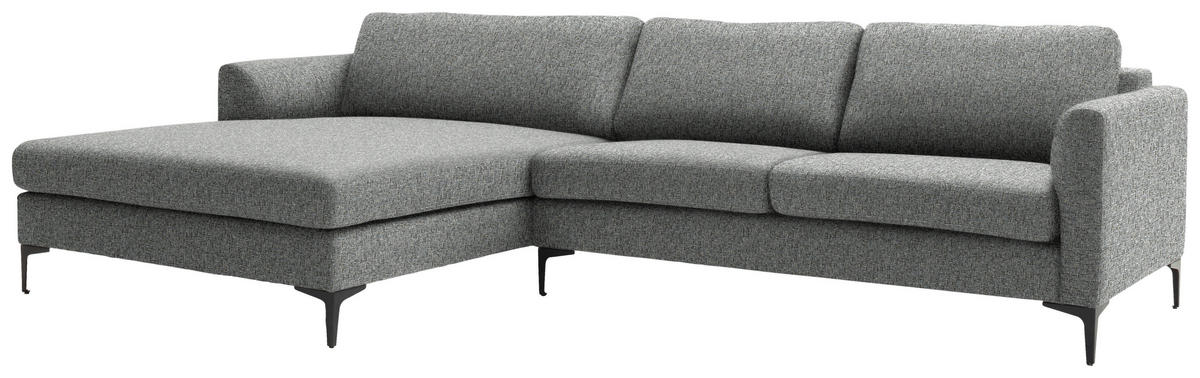ECKSOFA in Flachgewebe Grau  195/310 cm  - Schwarz/Grau, Design, Textil/Metall (195/310cm) - Schöner Wohnen