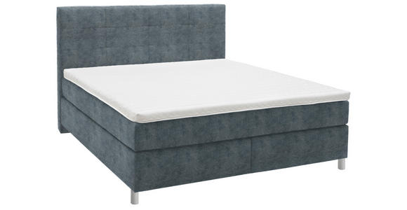 BOXSPRINGBETT 180/200 cm  in Dunkelgrau  - Chromfarben/Dunkelgrau, KONVENTIONELL, Kunststoff/Textil (180/200cm) - Voleo