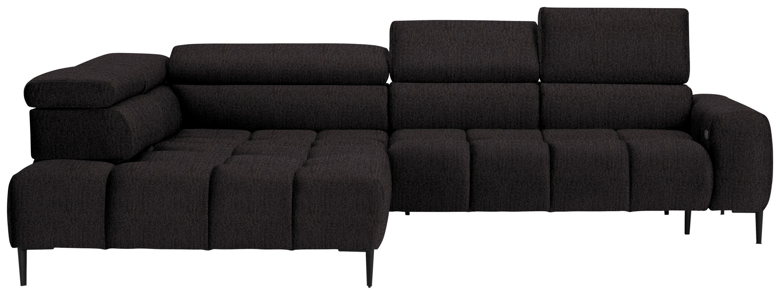 ECKSOFA in Samt, Webstoff Anthrazit  - Anthrazit/Schwarz, Design, Textil/Metall (216/300cm) - Welnova