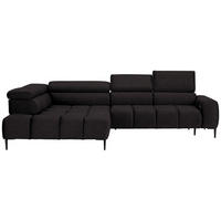 ECKSOFA in Samt, Webstoff Anthrazit  - Anthrazit/Schwarz, Design, Textil/Metall (216/300cm) - Welnova