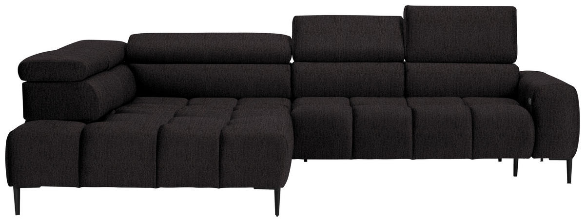 ECKSOFA in Samt, Webstoff Anthrazit  - Anthrazit/Schwarz, Design, Textil/Metall (216/300cm) - Welnova