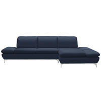 ECKSOFA  in Echtleder Blau  315/200 cm  - Blau/Silberfarben, Design, Leder/Metall (315/200cm) - Chilliano