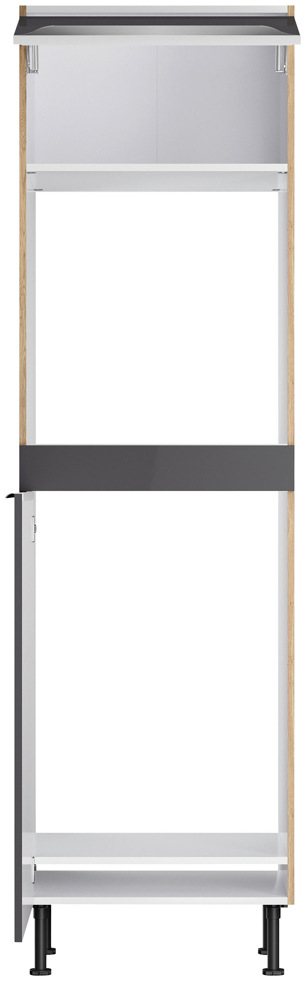 KÜCHENBLOCK 270 cm   in Anthrazit, Eichefarben  - Edelstahlfarben/Eichefarben, Basics, Holzwerkstoff/Metall (270cm) - Optifit