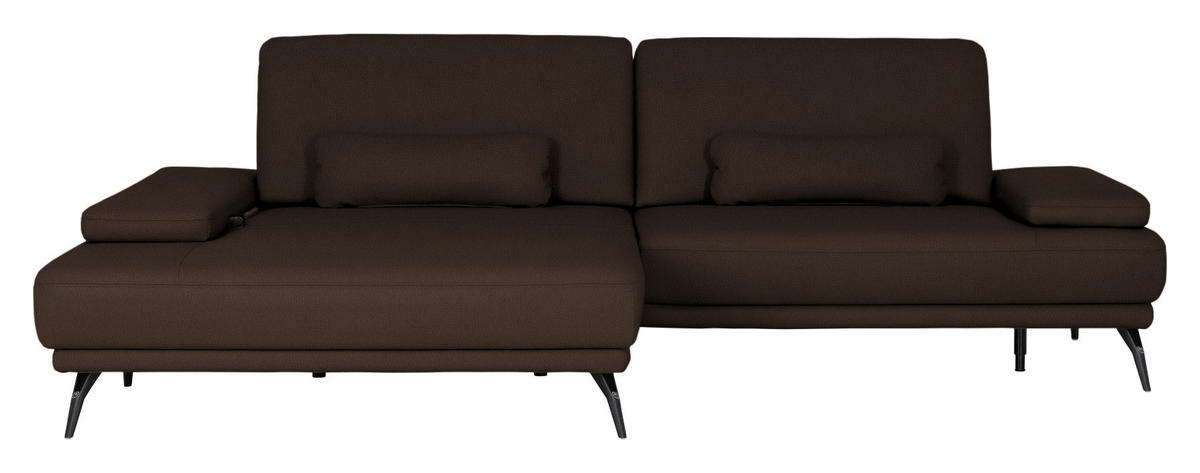 ECKSOFA JOOP! STUDIO in Echtleder Dunkelbraun  180/301 cm  - Dunkelbraun/Schwarz, KONVENTIONELL, Leder/Metall (180/301cm) - Joop!