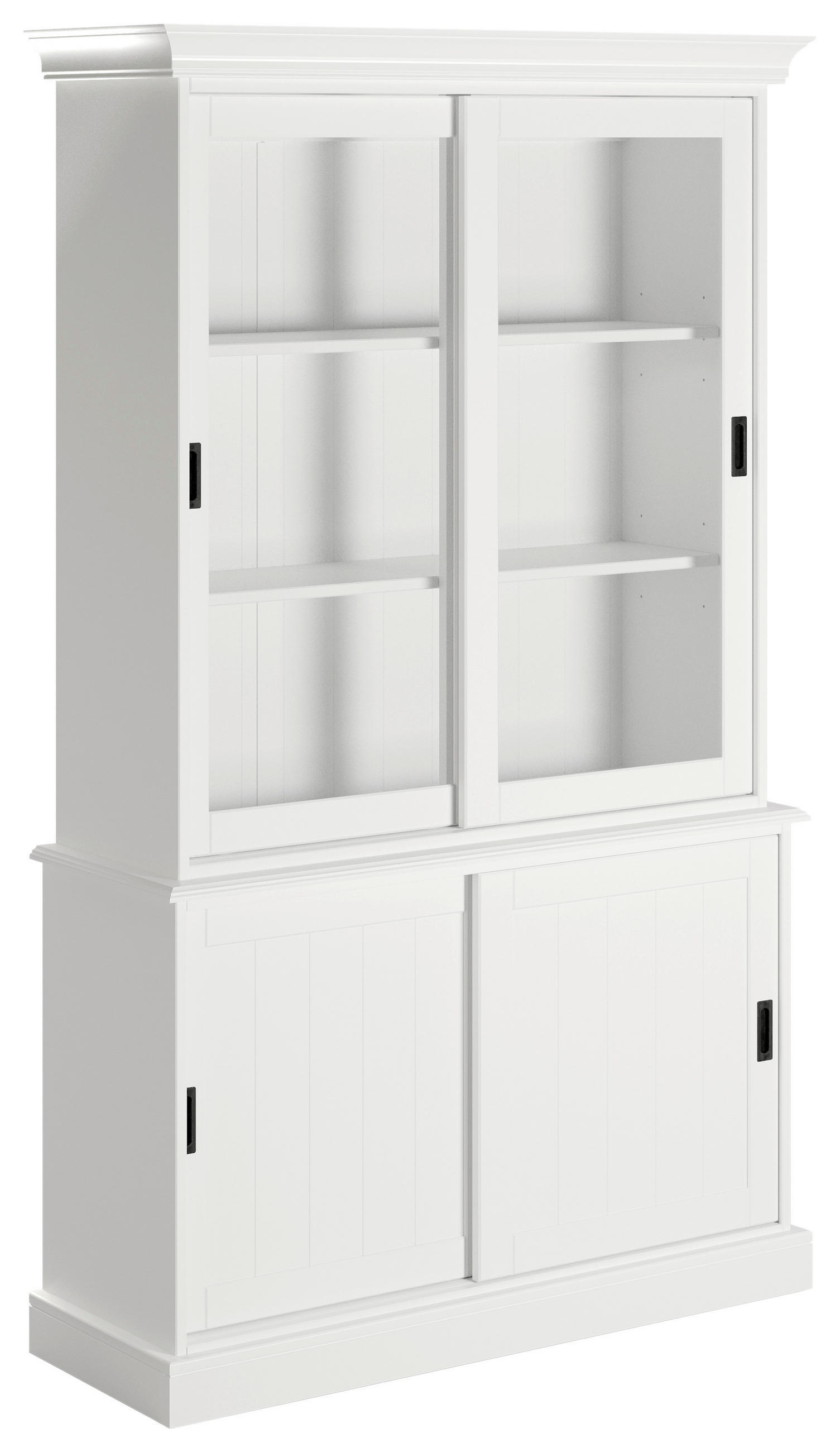 VITRINE  in massiv Kiefer Weiß  - Klar/Schwarz, ROMANTIK / LANDHAUS, Glas/Holz (115/191/40cm) - Livetastic