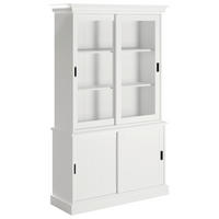 VITRINE  in massiv Kiefer Weiß  - Klar/Schwarz, ROMANTIK / LANDHAUS, Glas/Holz (115/191/40cm) - Livetastic