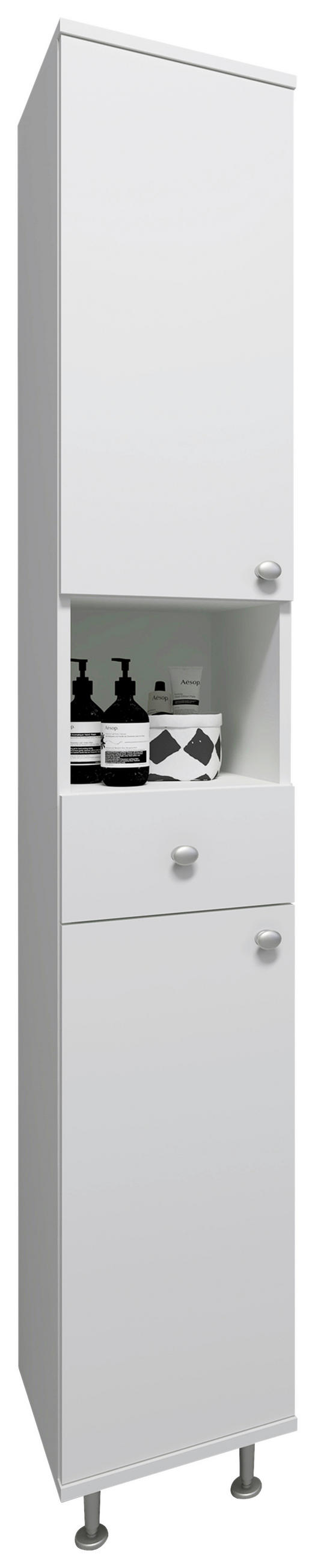 HÖGSKÅP  - vit/silver, Modern, trämaterial/plast (30/185/31cm) - MID.YOU